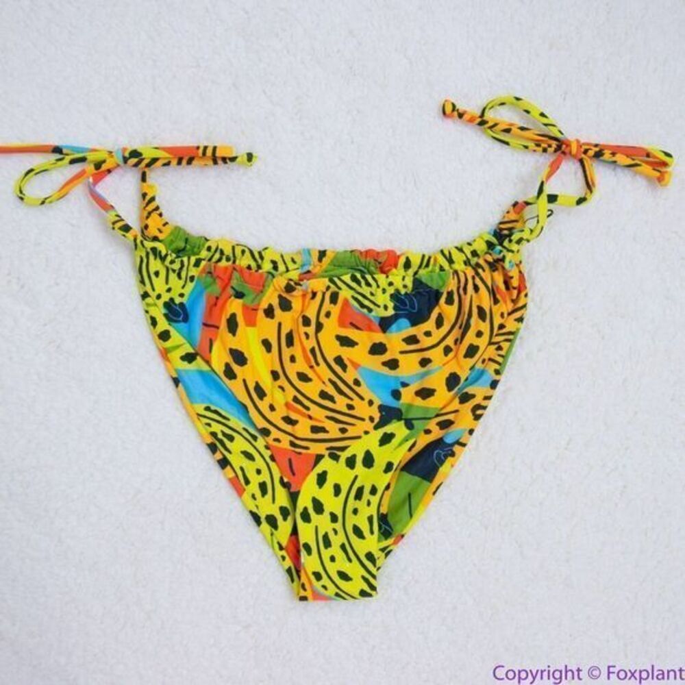 NEW It’s Now Cool square top string bottom bikini‎ in bananas, L